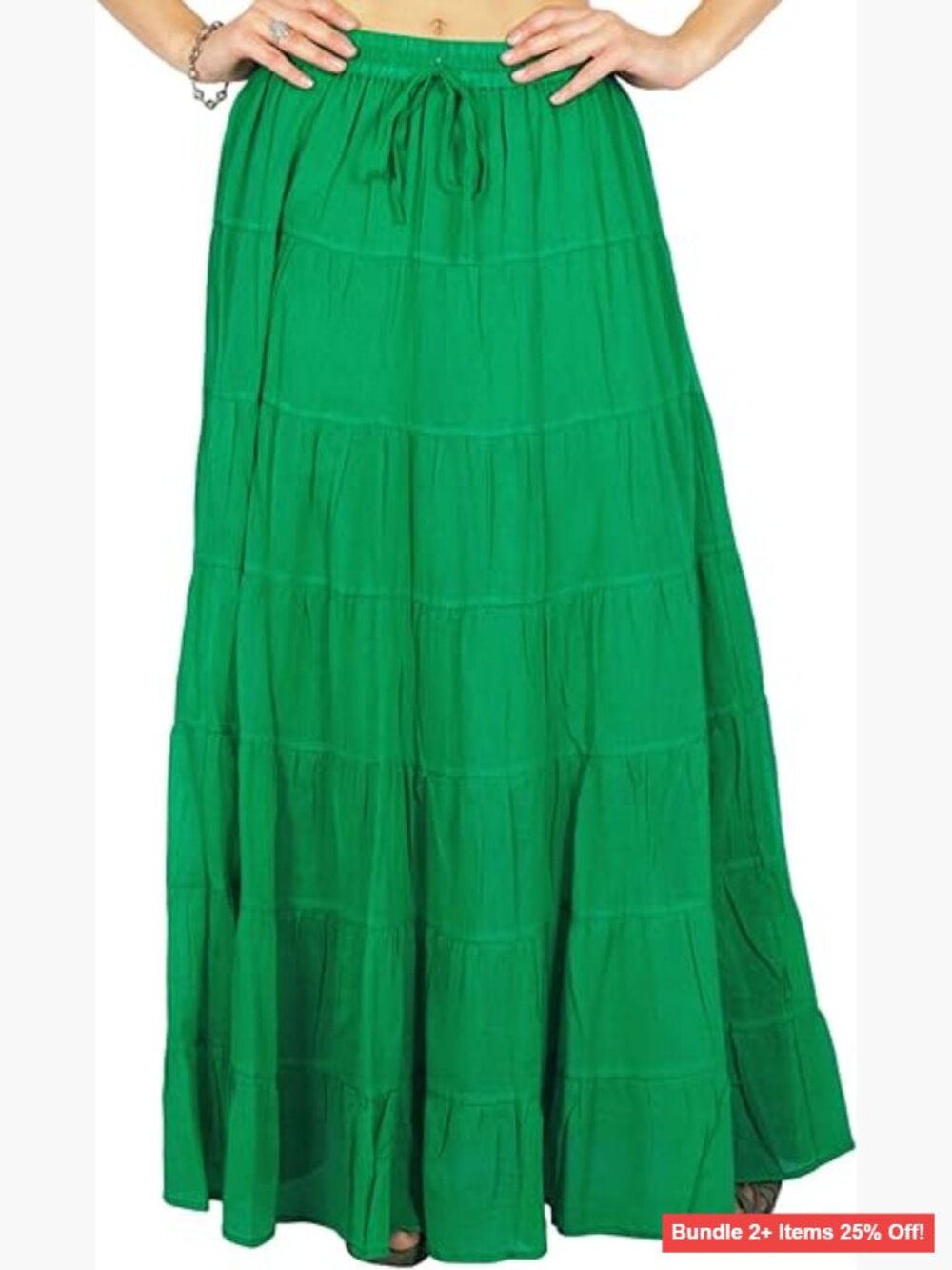 Long Maxi Cotton Skirt Elastic Waist Summer Beach Wear 42" Length
